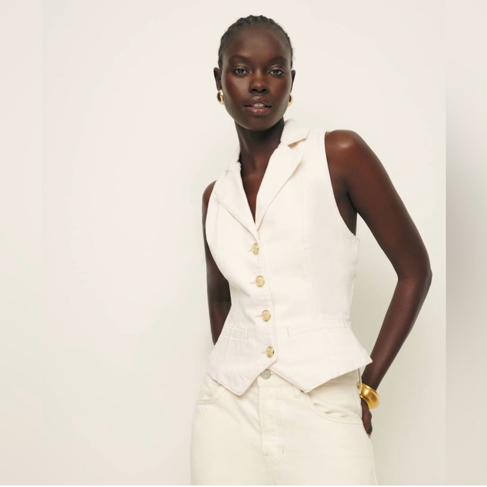 Reformation White Vest with Gold Accents